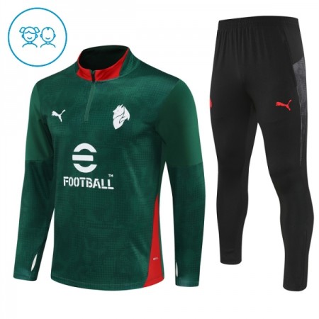 Dječji AC Milan Sweatshirt Za Trening Četvrt Zip 2025-26 Zelena Dječji AC Milan Sweatshirt Za Trening Četvrt Zip 2025-26 Zelena