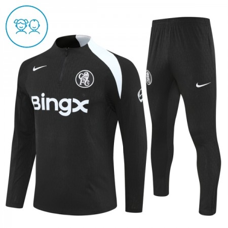 Dječji Chelsea Sweatshirt Za Trening Četvrt Zip 2025-26 Crna Dječji Chelsea Sweatshirt Za Trening Četvrt Zip 2025-26 Crna