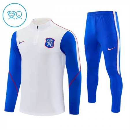 Dječji Chelsea Sweatshirt Za Trening Četvrt Zip 2026-27 Bijela Dječji Chelsea Sweatshirt Za Trening Četvrt Zip 2026-27 Bijela
